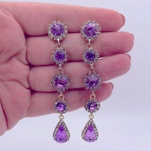 ⭐️FREE⭐️long Drop Purple Zircon Earrings